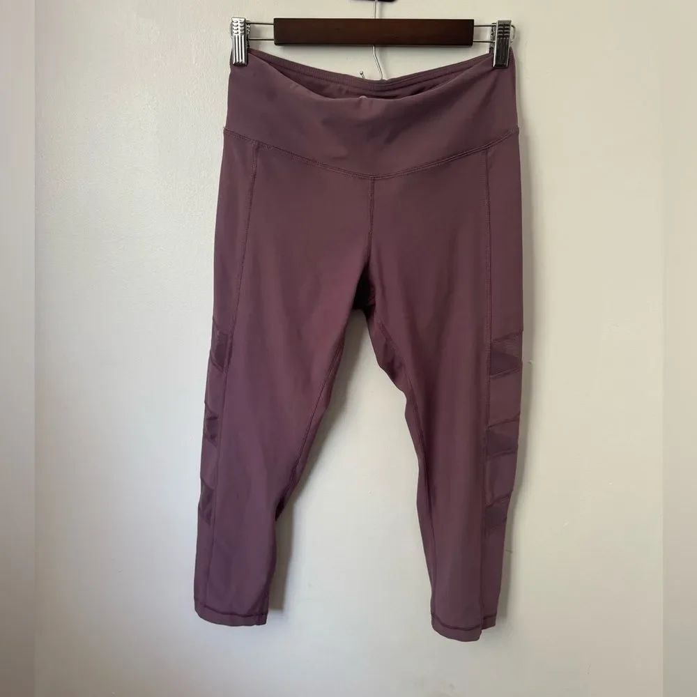 90 Degree By Reflex Leggings Purple Sheer Side Leg Dance Yoga Walking Sz Medium